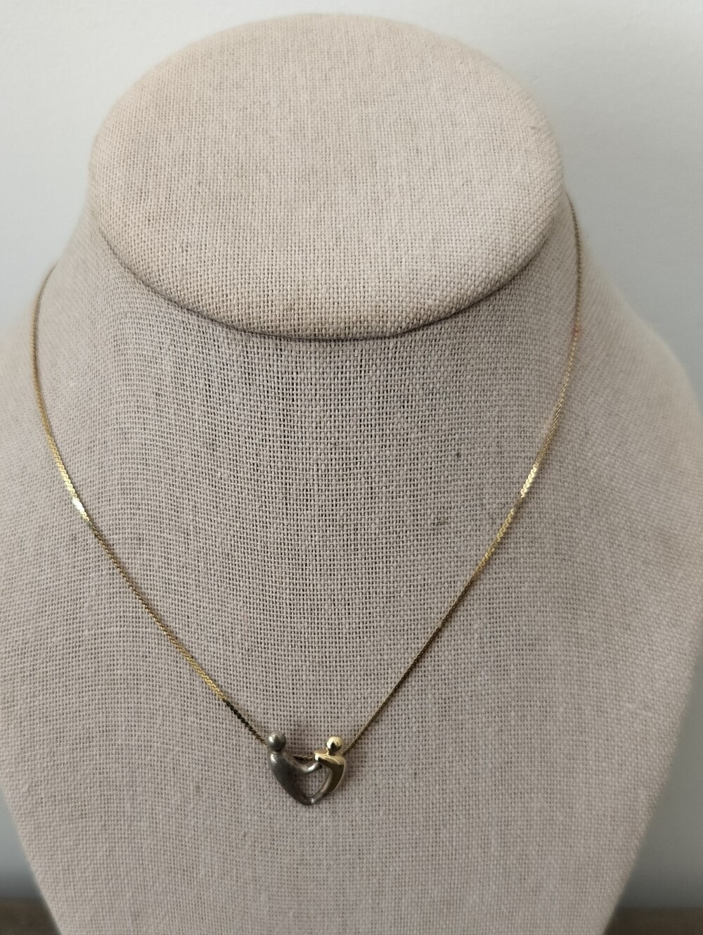 14k Necklace Two-Tone Heart Pendant 14k  Gold and Silver